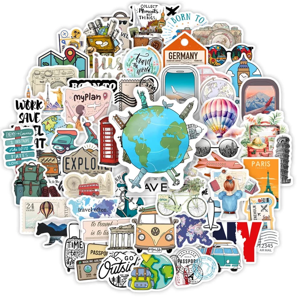 Viaggi Vacanze Viaggio Vacanze Adesivi Regalo fai da te Decalcomania per laptop Telefono Scrapbook Bagagli Bottiglie decorative Graffiti Impermeabile