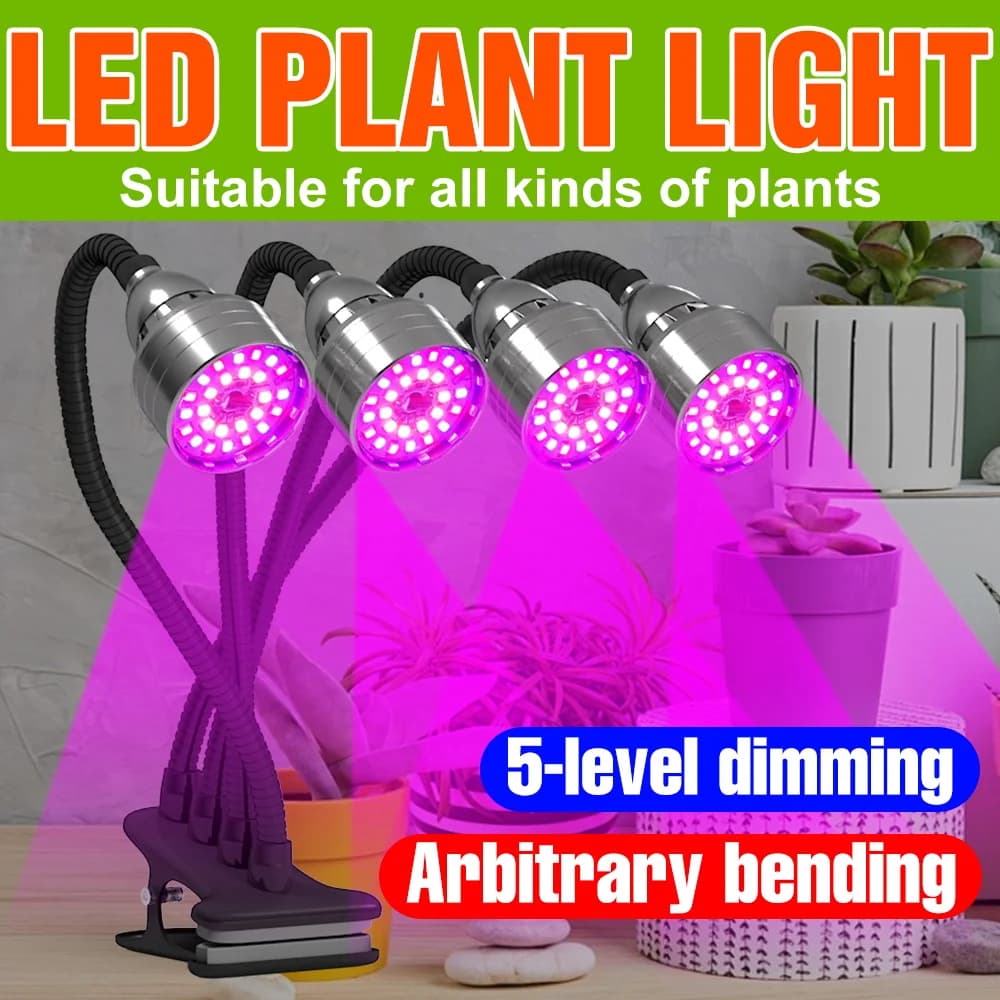 Lampada LED a Spettro Completo per Piante da Interno, Luce di Riempiemento per Coltivazione in Serra, 5V Dimmerabile, per Fiori in Vaso e Coltivazione in Tenda