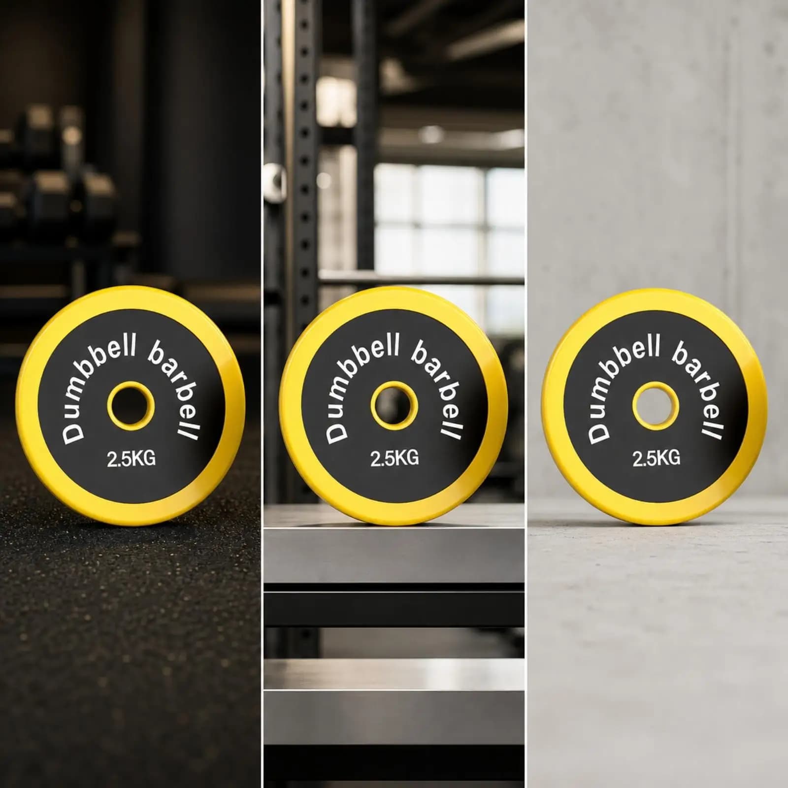 Rubber Weight Plate Dumbbell Disc Cast Iron Load Plate for Barbell Strength Training Home Gym Equipment Yellow Guarded Core Easy