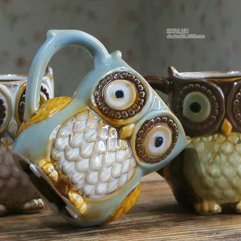 Gufo tazza di ceramica tazza di birra zakka artigianato in ceramica colorata regali creativi