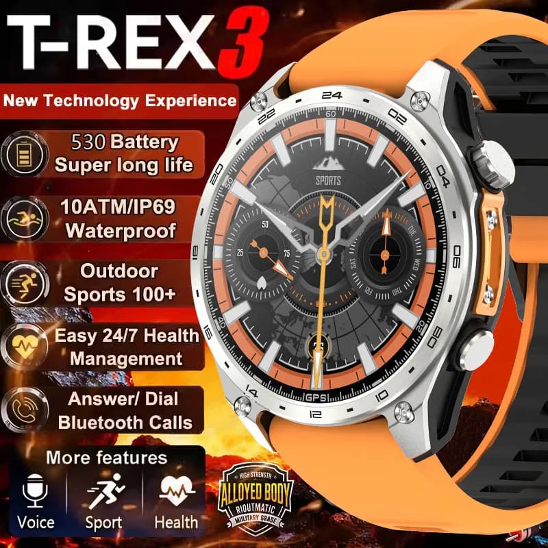 Smartwatch GPS Militare da Uomo con Schermo AMOLED, Tracciamento GPS, Mappa Offline, Memoria 4GB, Registratore, Torcia, Barometro, Altimetro e Bussola per Sport all'Aperto