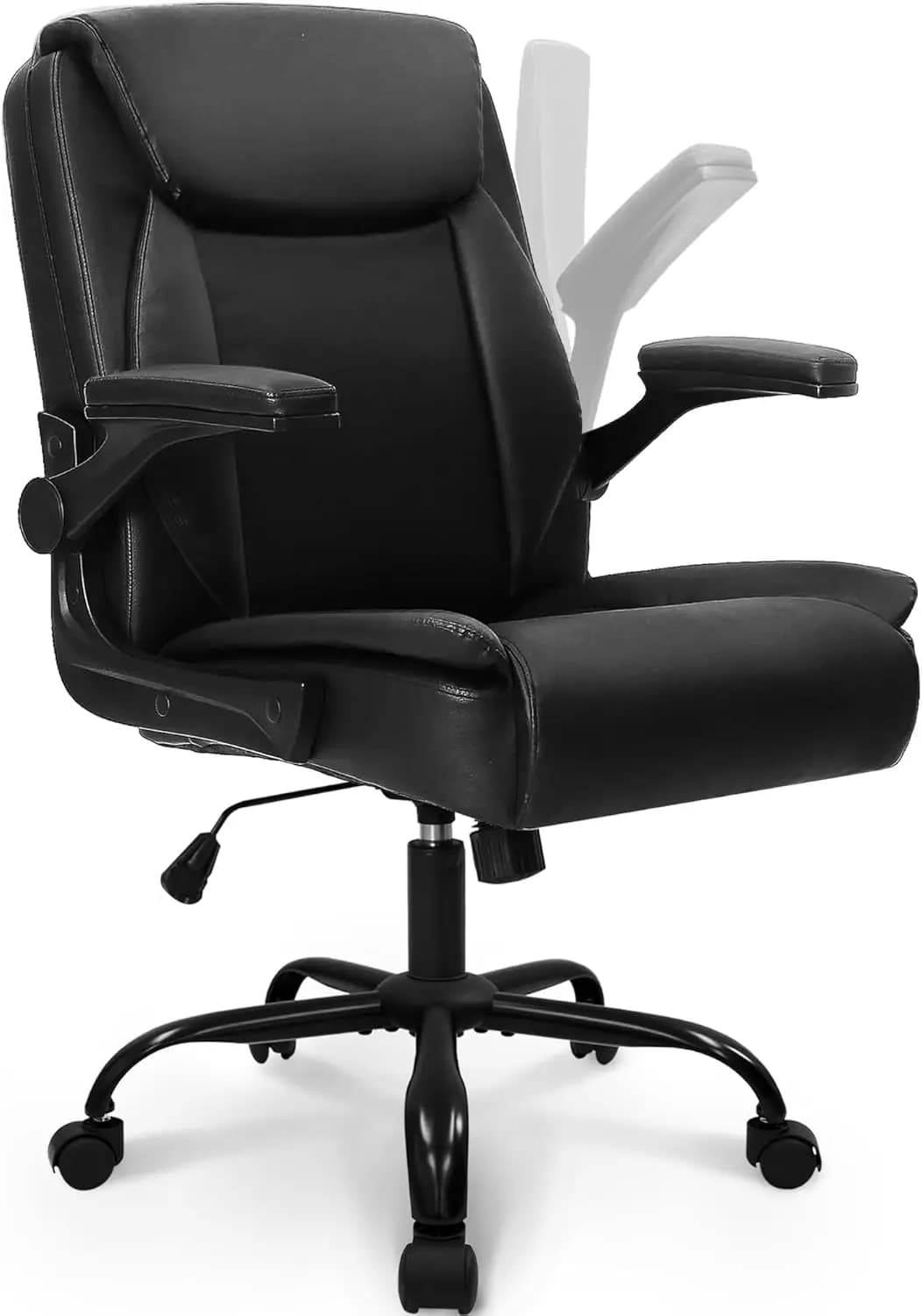 Sedia da Gaming Ergonomica in Pelle con Schienale Medio, Braccioli Regolabili e Ruote per Casa, Ufficio e Studio