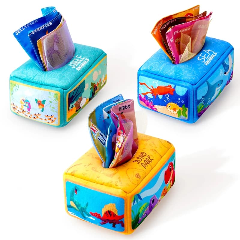 Asciugamano di carta da disegno per bambini Scatola per fazzoletti da strappo Puzzle per bambini Educazione precoce Montessori Giocattoli di stoffa per bambini