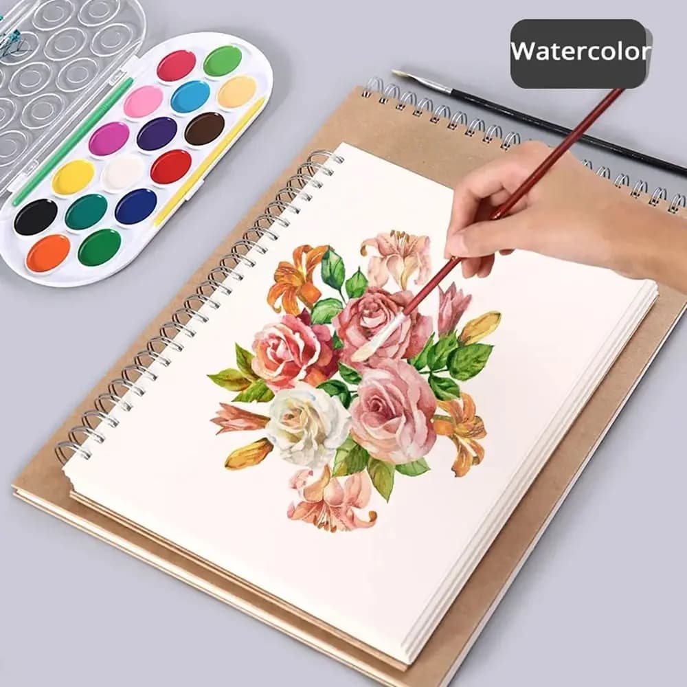 Thickening Kraft Paper Art Sketchbook Flip-up 30Sheets/60Pages Drawing Notepad A4/8K/16K/32K/A3 Blank Painting Paper Gift