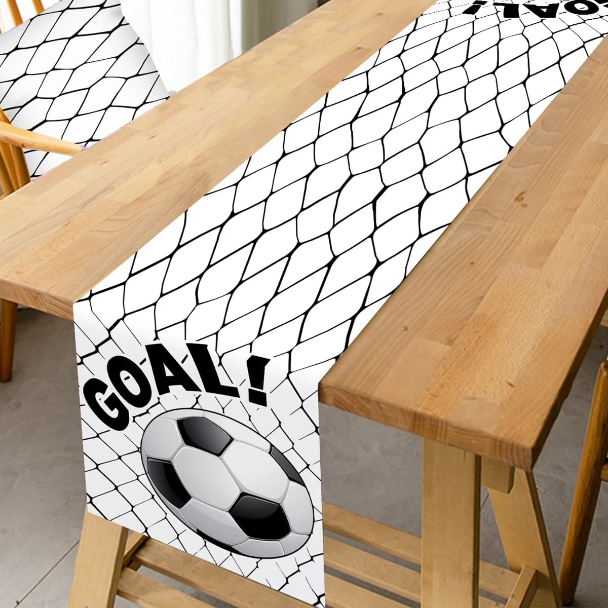 1pc Runner da tavolo per compleanno di calcio Nero Bianco Bandiera da calcio Copritavolo da pista Decorazione per feste a tema auto da corsa per ragazzi