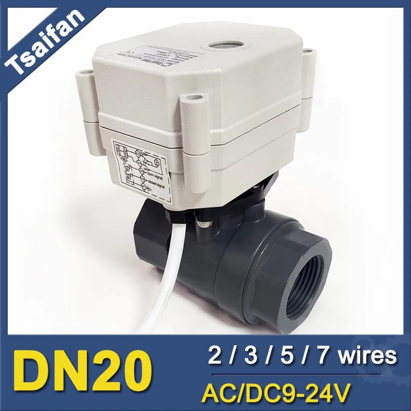 Valvola a sfera elettrica DN20, valvola dell'acqua azionata da 3/4 di pollice, protezione IP67, certificazione CE, 9-24V normalmente aperta/chiusa