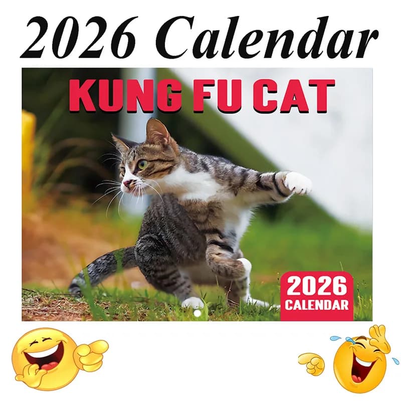 2026 Kungfu Cat Calendario Fuuny Appeso Quotidiano Settimanale Mensile Organizzatore Agenda Planner Home Office School Decor Nuovo Calendario da parete