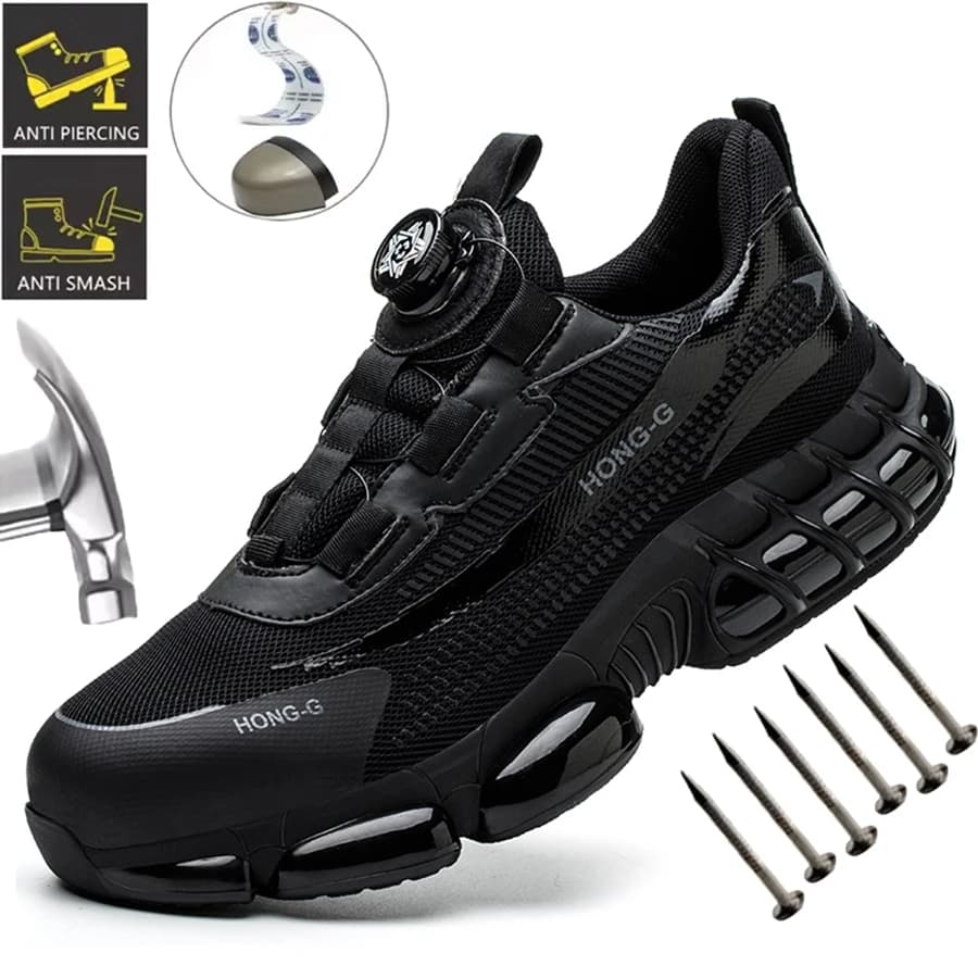 Fashionable Men's Safety Sneakers Men's Work Boots Impact Resistant Anti Piercing Lightweight Wear Resistant Men's Footwear