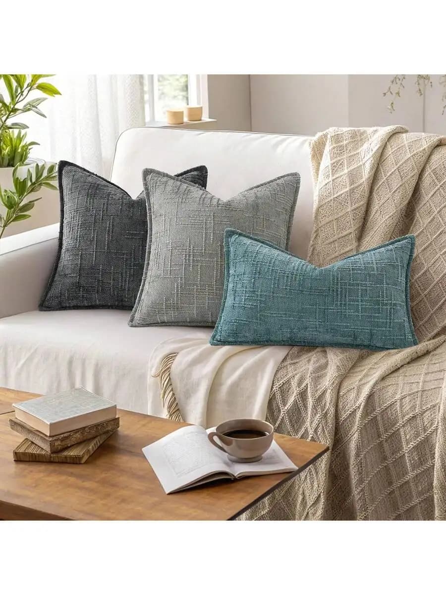 1pc Chenille Textured Oversized Decorative Throw Pillow Cover, Elegant Design Suitable For Sofa, Seat, Living Room