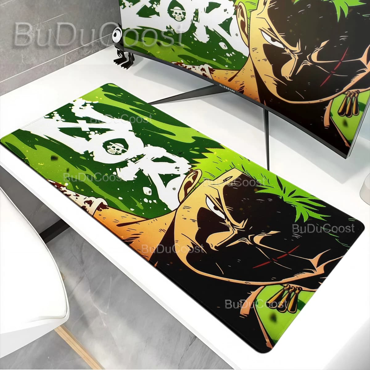 Tappetino per Mouse ONE PIECE Roronoa Zoro, Grande Tappetino da Scrivania in Gomma Antiscivolo per Ufficio e PC, Tappeto per Giochi