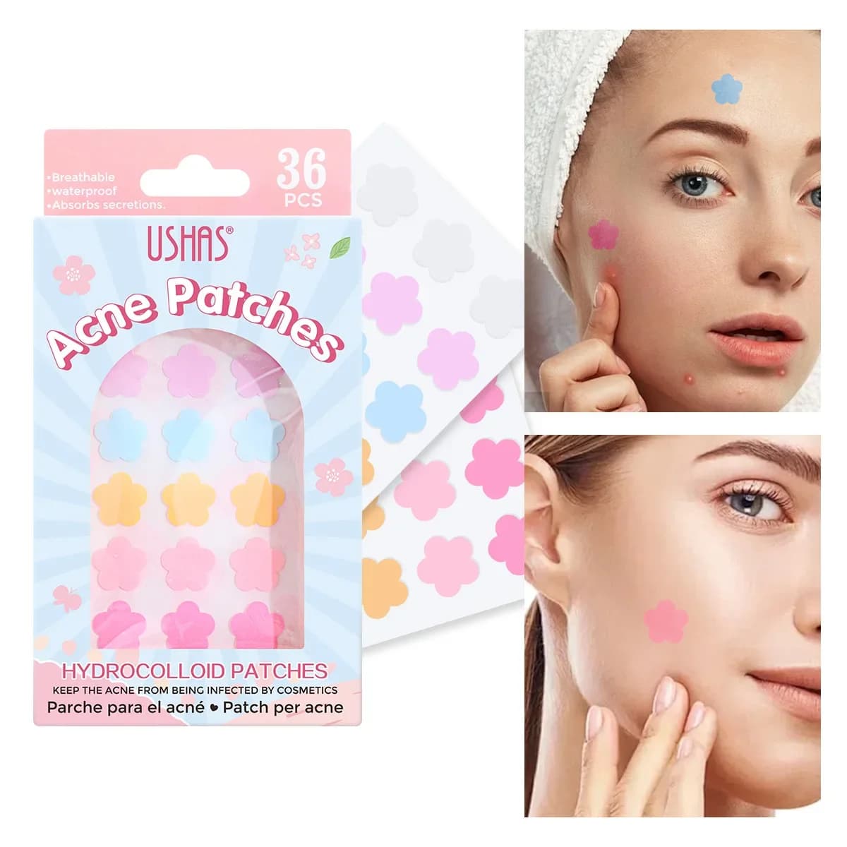 Correttore idrocolloidale leggero per l'acne Design traspirante a fiorellino per brufoli puliti e stampe per l'acne Adatto ai trucchi