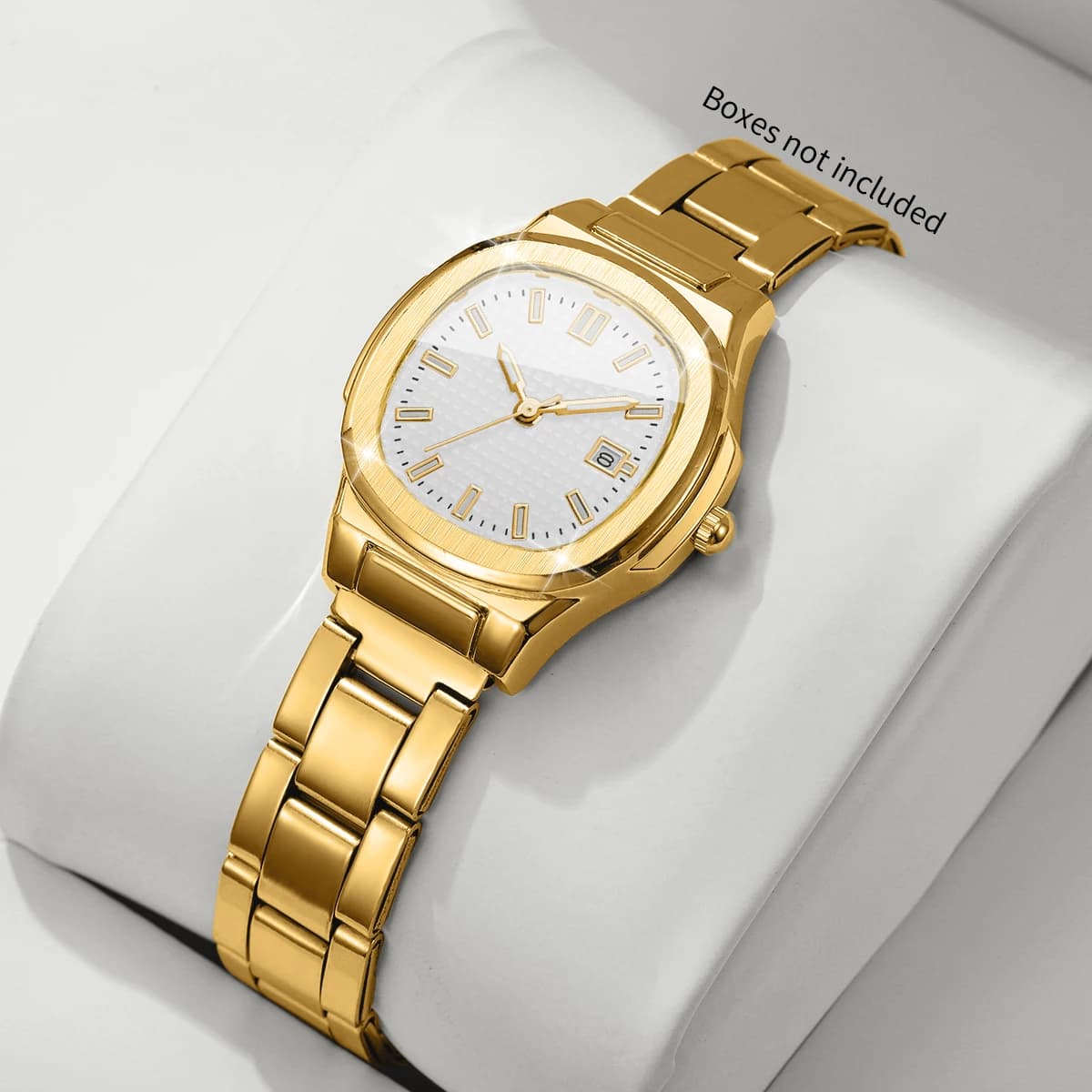 Fashion Grid Dial Women Quartz Watch Stainless Steel Strap Business Date Display Wristwatches Relogio Feminino (Without Box)
