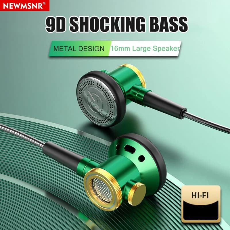 D08 Metal HiFi 3.5mm In Ear cuffie auricolari a testa piatta con microfono cuffie per basso con suono trasparente cablato per giocatori di musica sportiva