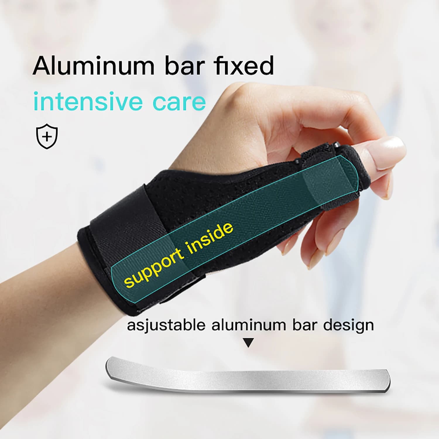 1 pz medico polso pollice supporto mano protezione stecca in acciaio stabilizzatore artrite tunnel carpale polso dito tutore guardia