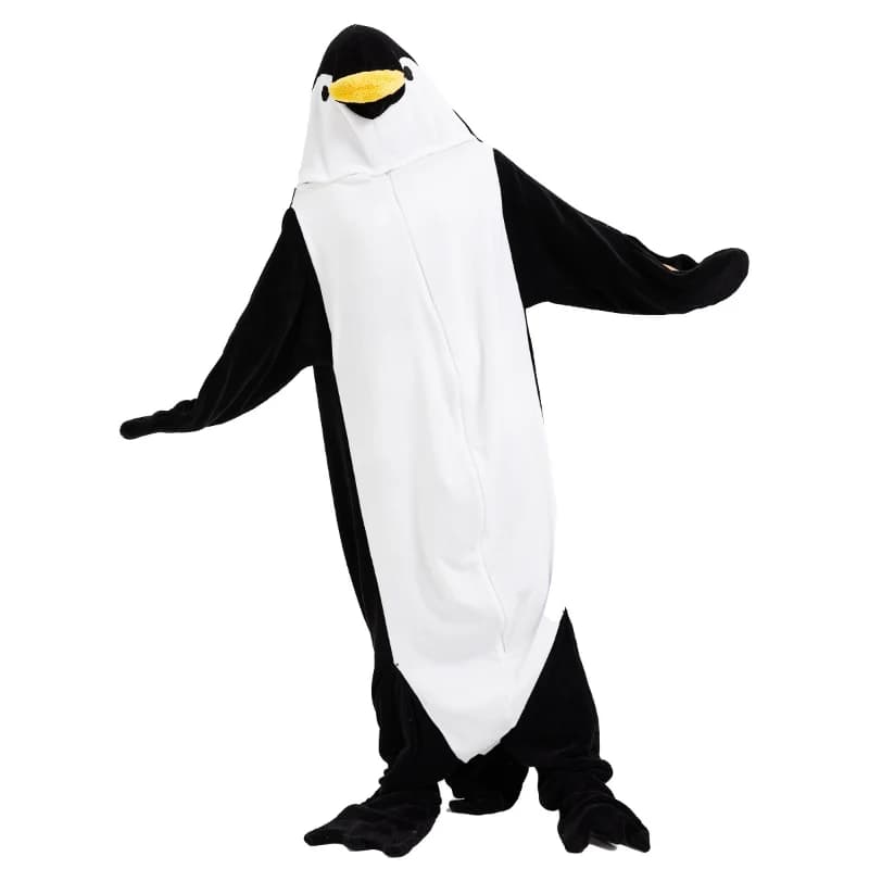 Nuovo pigiama intero in peluche pinguino pigiama intero in flanella cartone animato vestiti per la casa per spettacoli di animali di Halloween