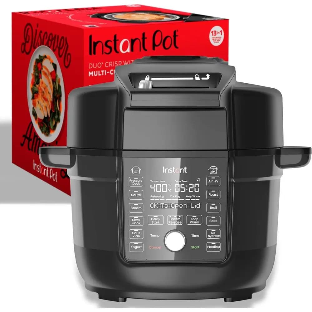 Friggitrice ad Aria e Pentola a Pressione 13-in-1, Funzioni: Soffriggere, Cuocere a Lenta Cottura, Cuocere al Forno, Cuocere a Vapore, Mantenere Caldo, Arrostire, Disidratare, Sous Vide, Fermentare, App con oltre 800 programmi