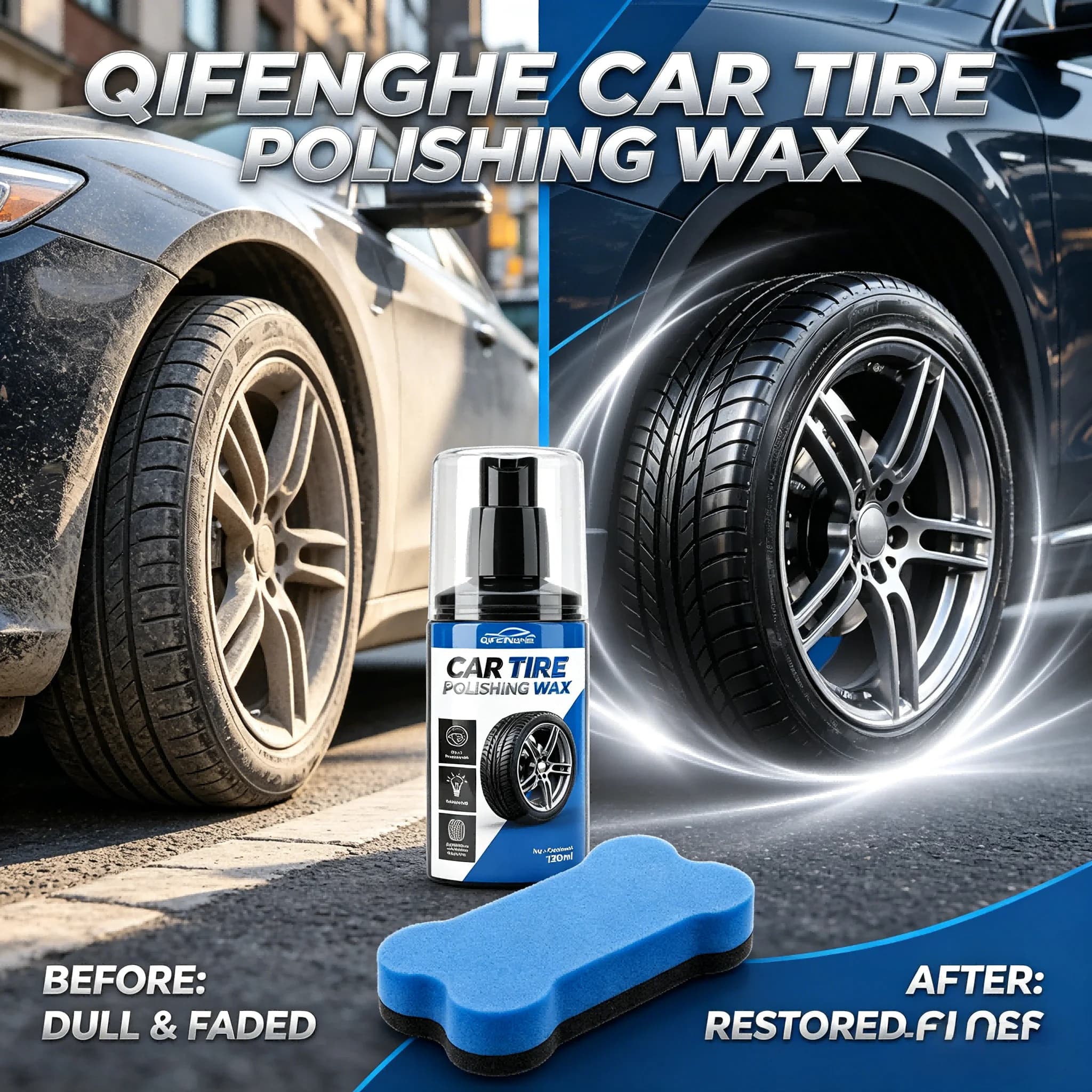 Crema Multiuso per Pneumatici e Gomme Auto 120ML QIFENGHE, Cera Lucidante Anti-Invecchiamento a Lunga Durata per Interni Auto