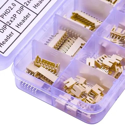 PHD2.0 JST Double row DIP head with 2 mm pitch, PCB connector kit with vertical loophole for Arduino and DIY projects