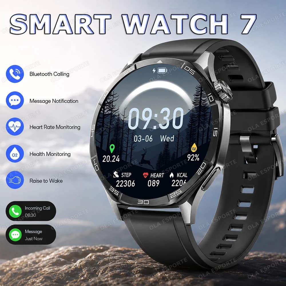 New Outdoor Smart Watch 7 Call Reminder Heart Rate Sleep Monitoring GPS Motion Sports Bluetooth Call Weather Smartwatches HT30