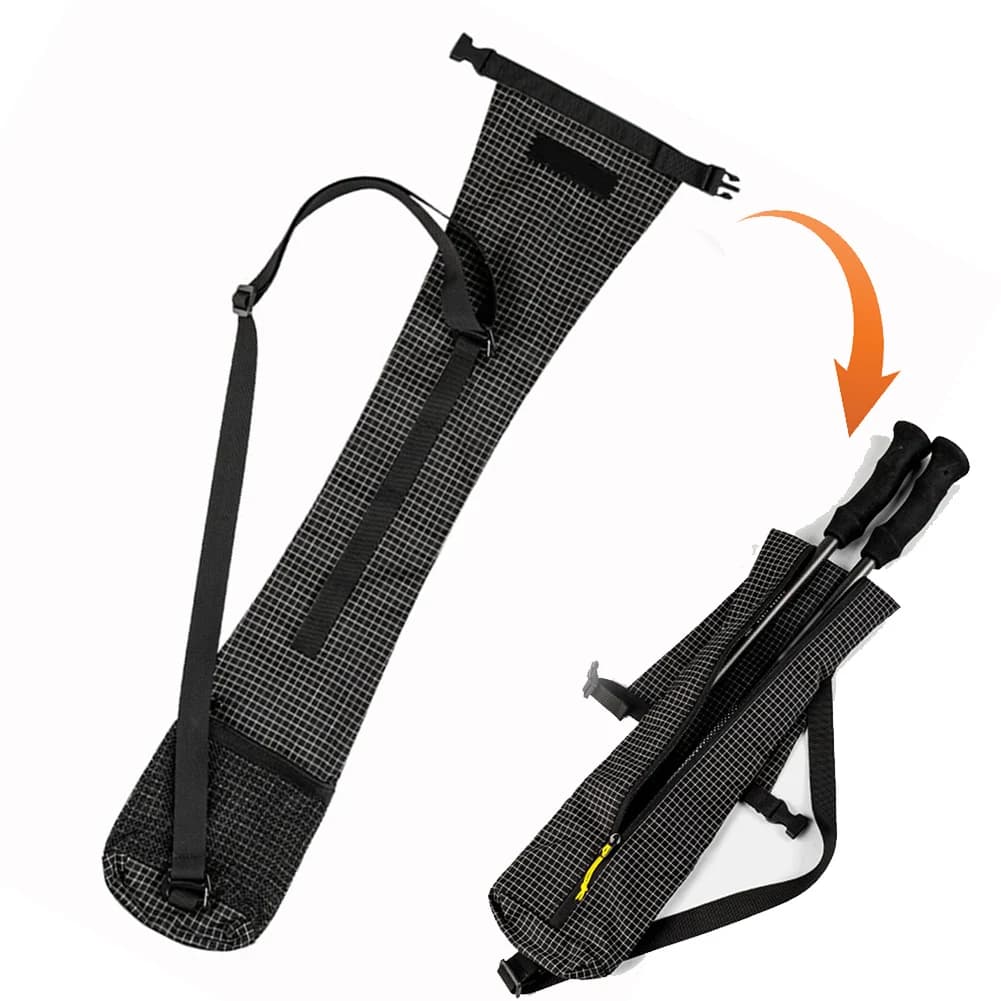 Waterproof Bag for Trekking Sticks with Adjustable Shoulder Strap - Suitable for 70CM Sticks, External Pockets for Accessories