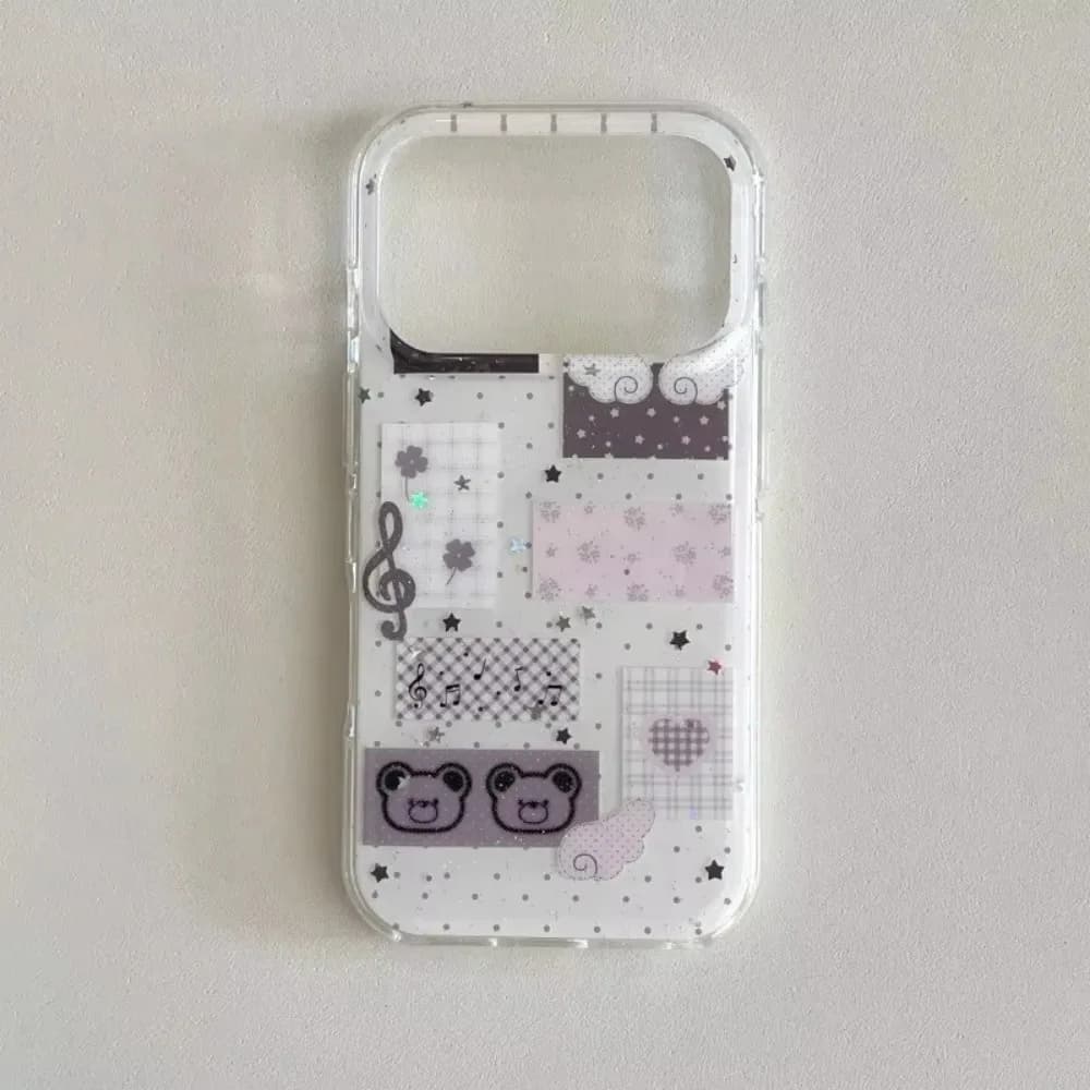 Korean Cute Musical Notation Bear Phone Case for Xiaomi Mi 15T 15 11 Poco X8 X6 M7 M6 X5 F5 F7 X3 M3 NFC GT Lite Pro 4G 5G Cover
