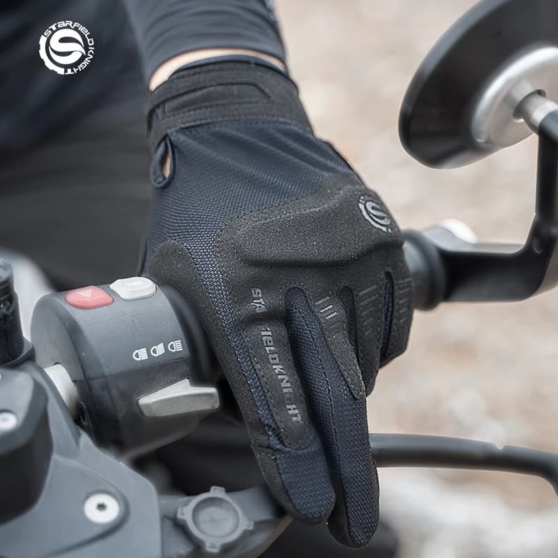 Star Field Knight Black Motorcycle Gloves Summer Mesh Breathable Non-slip Cushioning Joint Protection Touch Screen Riding Gears