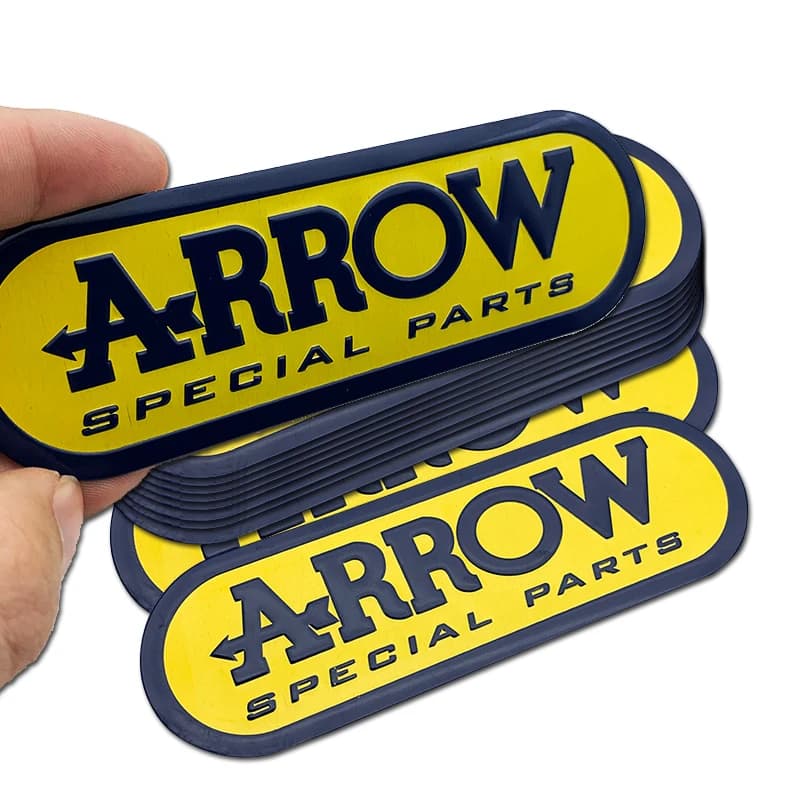 10PCS Un sacco di accessori per moto Decalcomanie in lega di alluminio Adesivi impermeabili resistenti al calore per tubo di scarico ARROW Decorare