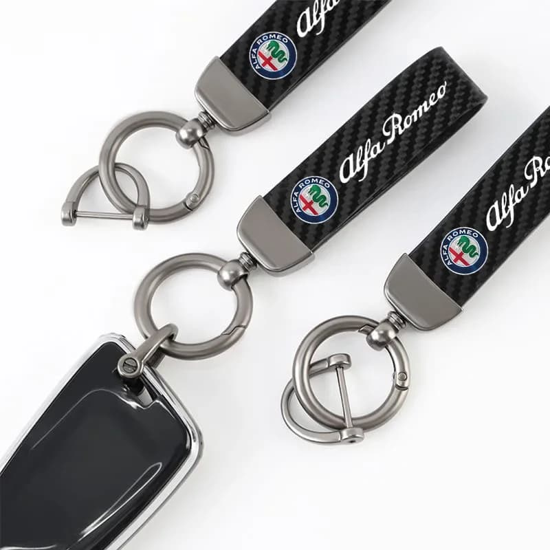 Portachiavi in Fibra di Carbonio per Auto, Anello Portachiavi, Regalo per Alfa Romeo Giulia, Stelvio, Giulietta, 159, 147, 156, 166, Accessori