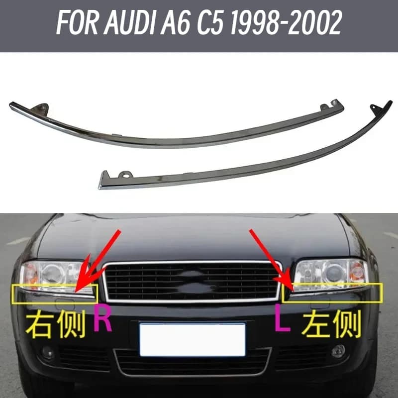 1 coppia per Audi A6 C5 1998-2001 Faro striscia di illuminazione protezione anteriore striscia decorativa fendinebbia striscia di illuminazione 4B0807173 4B0807174
