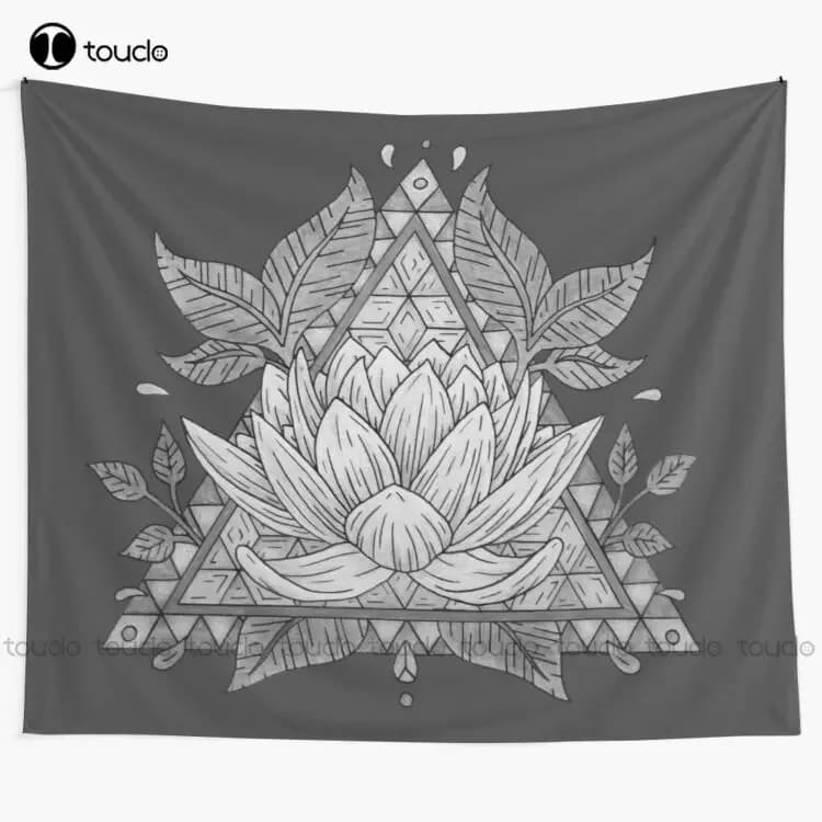 Grey Lotus Flower Geometric Design Tapestry Tapestry Wall Hanging New Blanket Tapestry Bedroom Bedspread Decoration High Quality