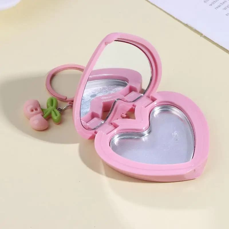 1 Pezzo Mini Contenitore Vuoto a Forma di Cuore da 6g per Fard, Ombretto con Specchio e Vaschetta in Alluminio, Portachiavi, Confezione per Rossetto