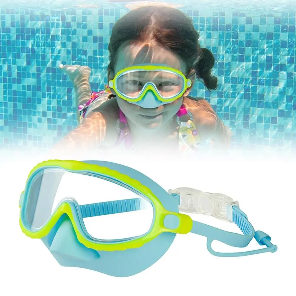 Occhialini da nuoto per bambini con copertura per il naso Cornice grande Vista HD Antiappannamento A prova di perdite Visione chiara confortevole regolabile