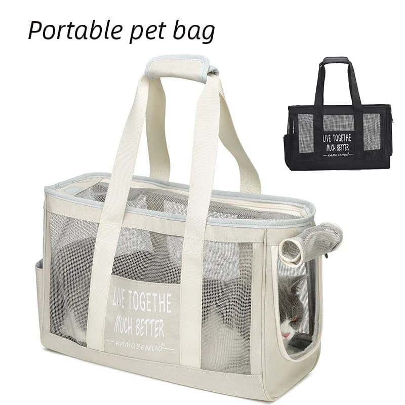 Borsa a tracolla traspirante per animali domestici Trasporto per gatti Zaino da esterno per cani in tela Borsa per cani Borsa portatile creativa in tessuto a rete