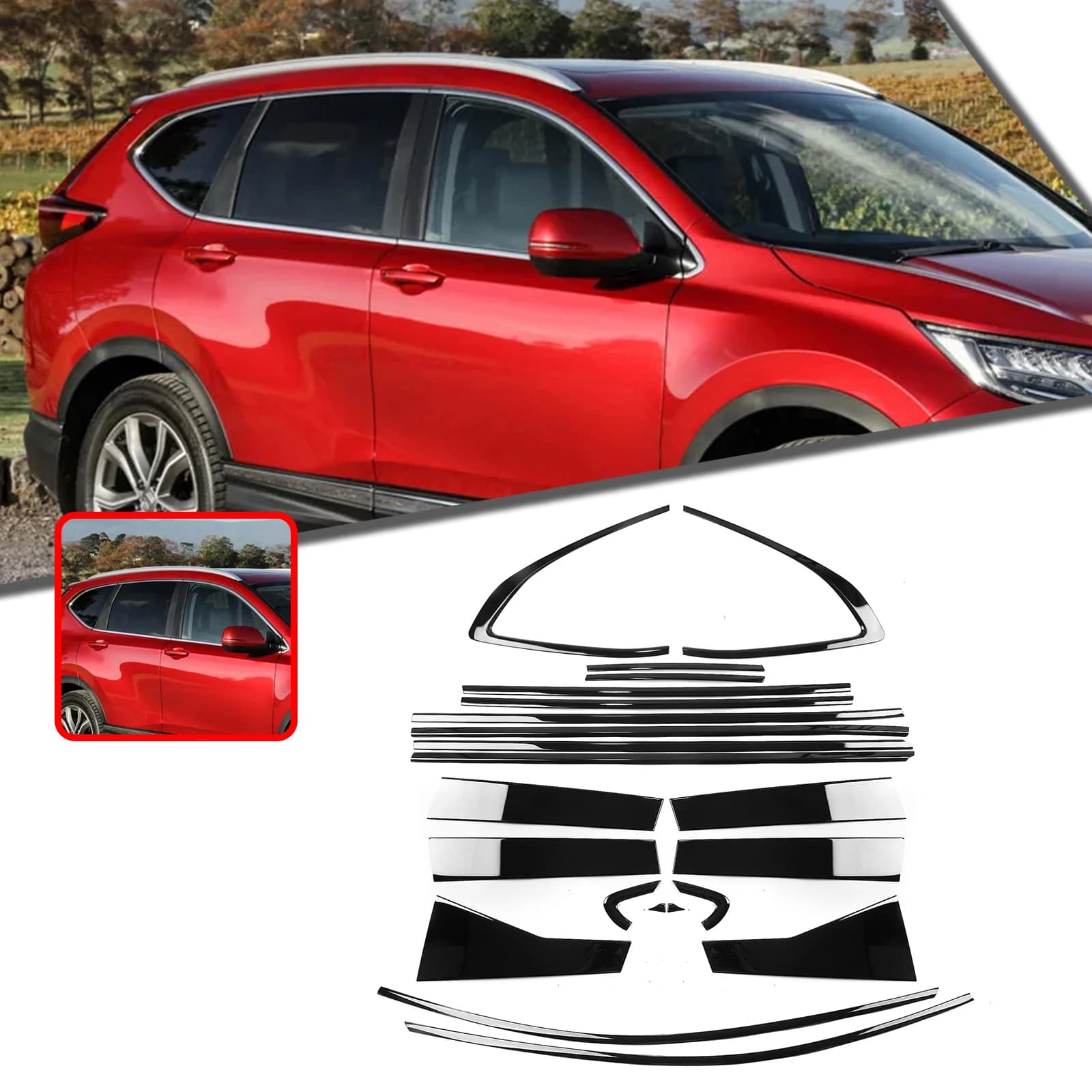 Gloss Black Exterior Window Trim Strip Weatherstrip Door Center B C Pillar Seal Molding Cover Styling For 2017-21 Honda CRV CR-V