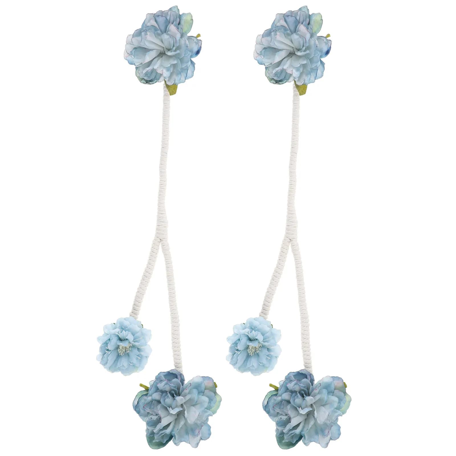 2Pcs Boho Flower Curtain Tie Backs No Drill Decorative Curtain Rope Tiebacks Floral Drapery Holders for Living Room Bedroom