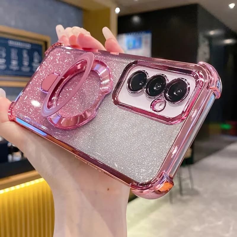 Supporto per anello con glitter per custodia del telefono Magsafe per Samsung A53 A52 A32 A13 A23 A33 A73 A12 A22 A03S Cover in silicone morbido antiurto