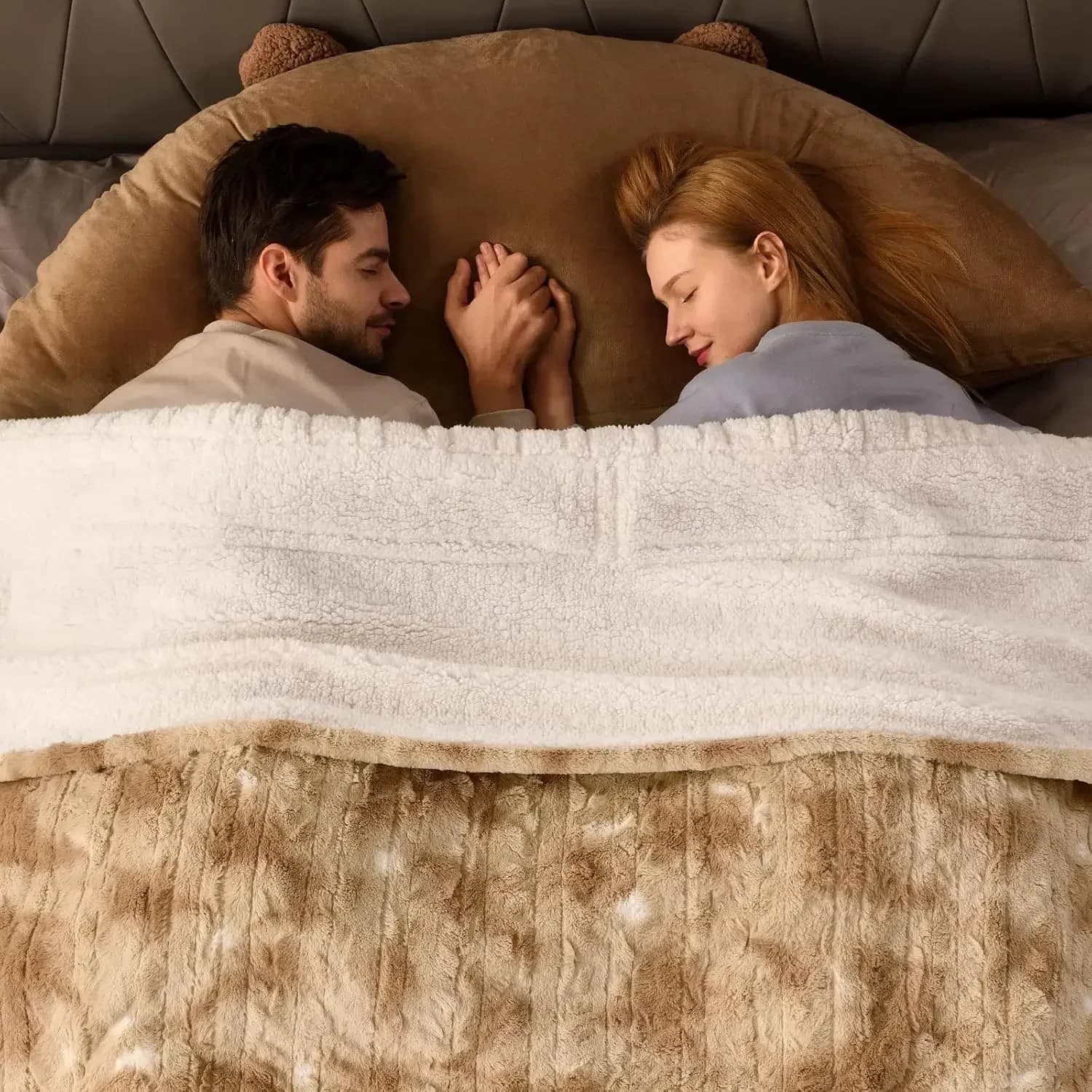 Coperta elettrica King Size 100" x 90", coperta riscaldata con doppio controller, pelliccia sintetica/sherpa, 10 livelli di riscaldamento e spegnimento automatico 1-12 ore, Champa