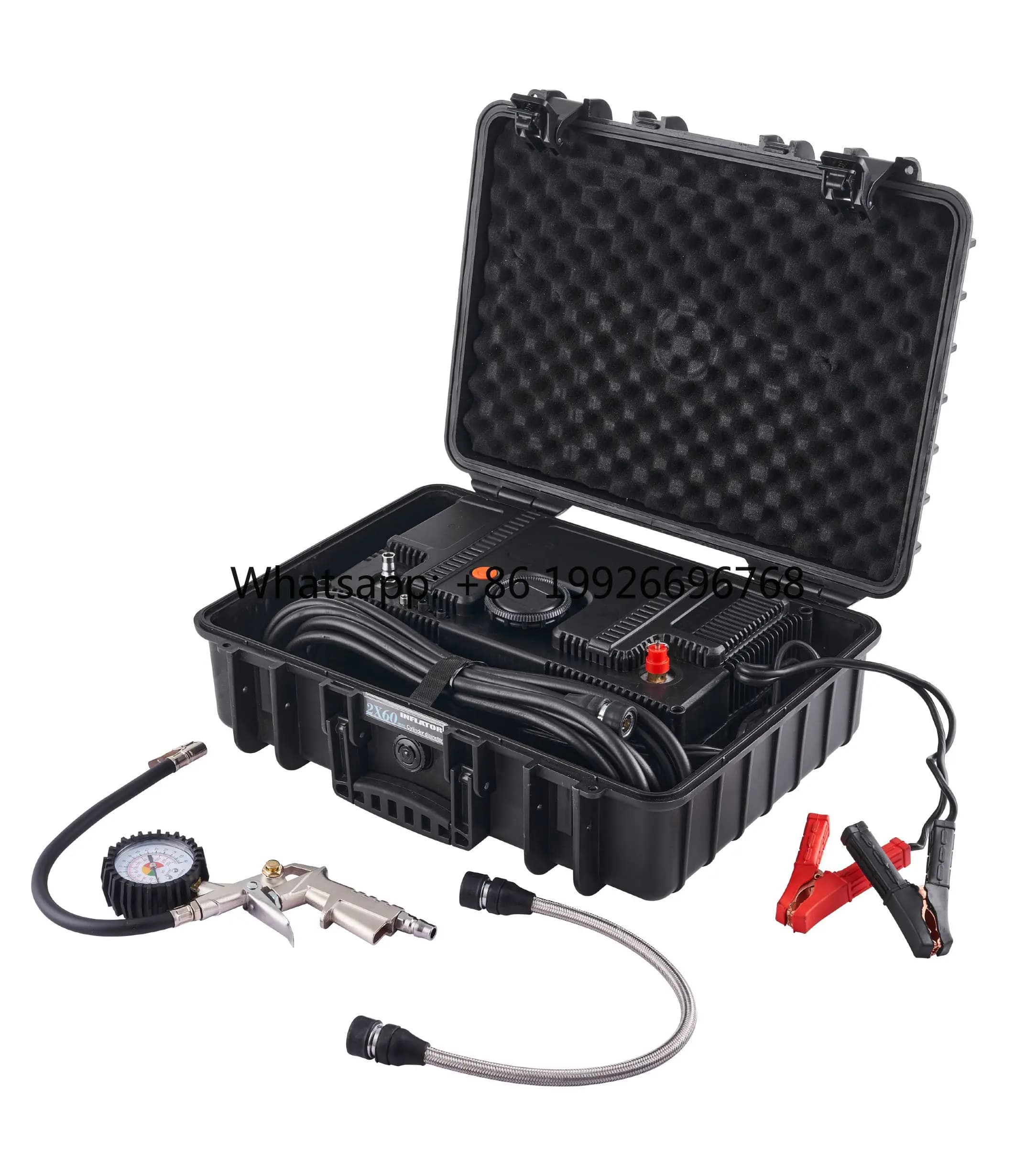 Compressore d'aria per pneumatici per impieghi gravosi con display digitale, arresto automatico, 12V, cavo di ricarica USB, 150 PSI, doppio cilindro