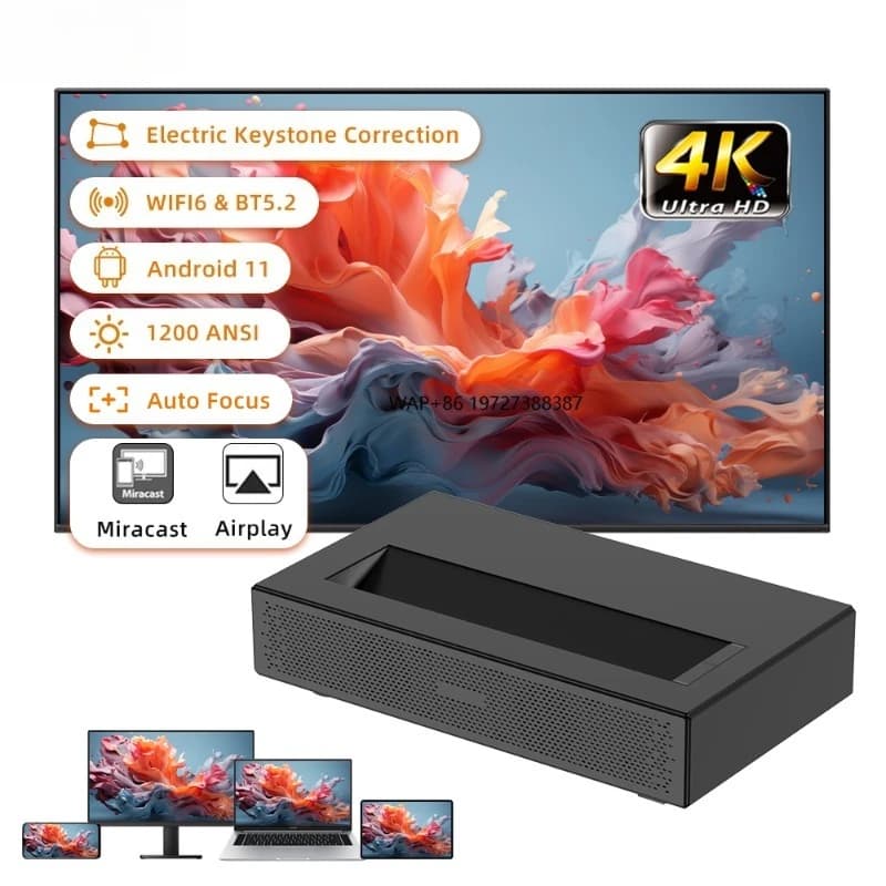 Proiettore Laser Triplo UST MINI Everycom U1, Proiettore TV 4K per Home Theater, Videoproiettore Laser Mini 4K