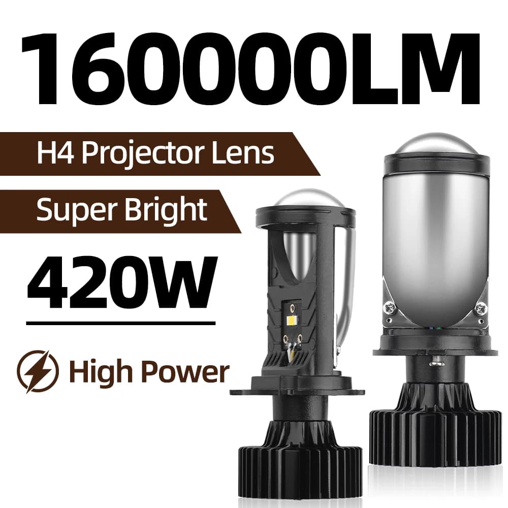 Proiettore LED H4 160000LM 420W Lampadine per fari per auto H4 Mini faro per proiettore a fascio alto e basso 12V 24V 6000K Plug and Play