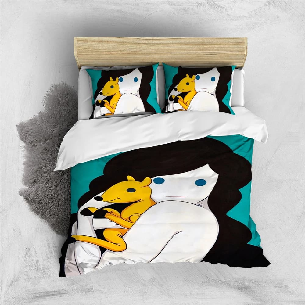 Set Copripiumino Artistico T-Takeru Amano Stile Giapponese, Set Biancheria da Letto Morbida in Cotone, Set 3 Pezzi per Dormitorio Studentesco, Regalo