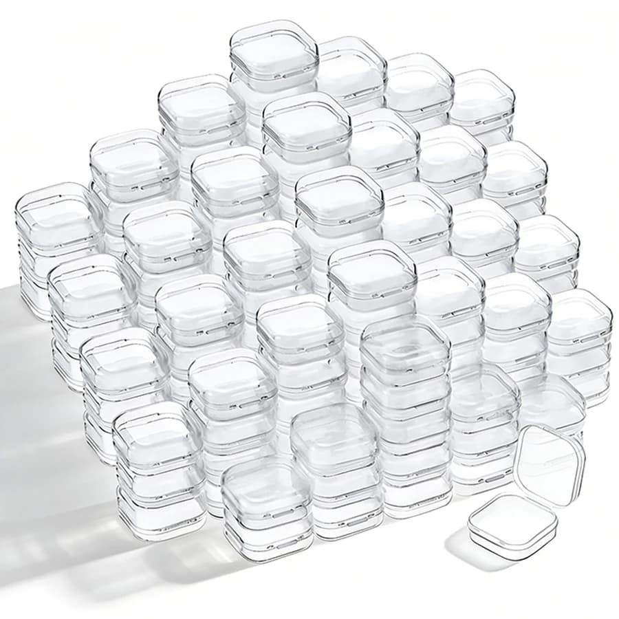 30/60pcs 3.5cm Clear Mini Storage Containers Anti-lost Organizer for Travel Jewelry, Fishing Tackles Household Tiny Accessories