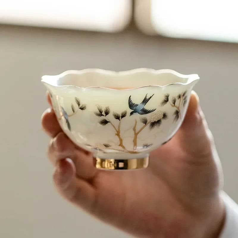 Tazza da tè personale di fascia alta Set Kung Fu in ceramica per uso domestico Dehua montone Fat Jade Porcellana bianca Master Teaware Cucina Sala da pranzo Bar