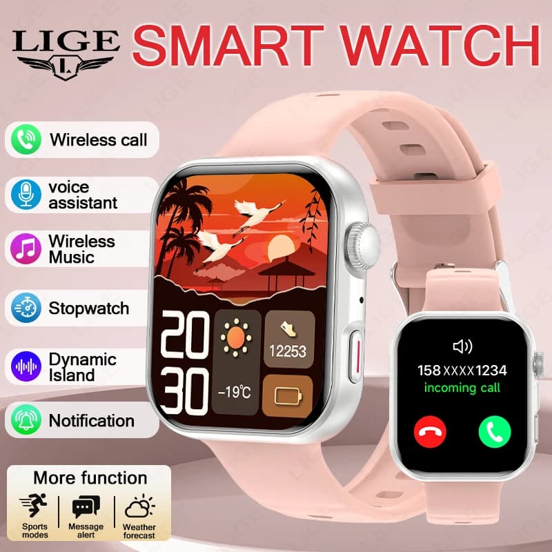 Smartwatch LIGE con schermo touch screen completo da 1,83 pollici, monitoraggio della frequenza cardiaca e del sonno, impermeabile, nuovo orologio sportivo e fitness per uomo.