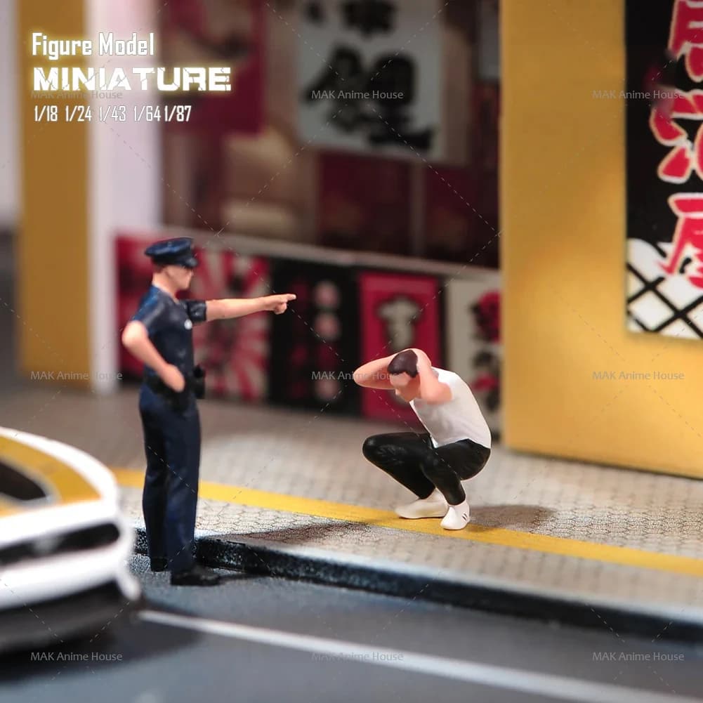 Miniature 1/87 1/64 1/43 1/24 1/18 Ufficiale di Polizia Solleva Pistola Uomo Tiene Testa Figura Modello di Bambola Scena Creativa Decorazione Giocattoli