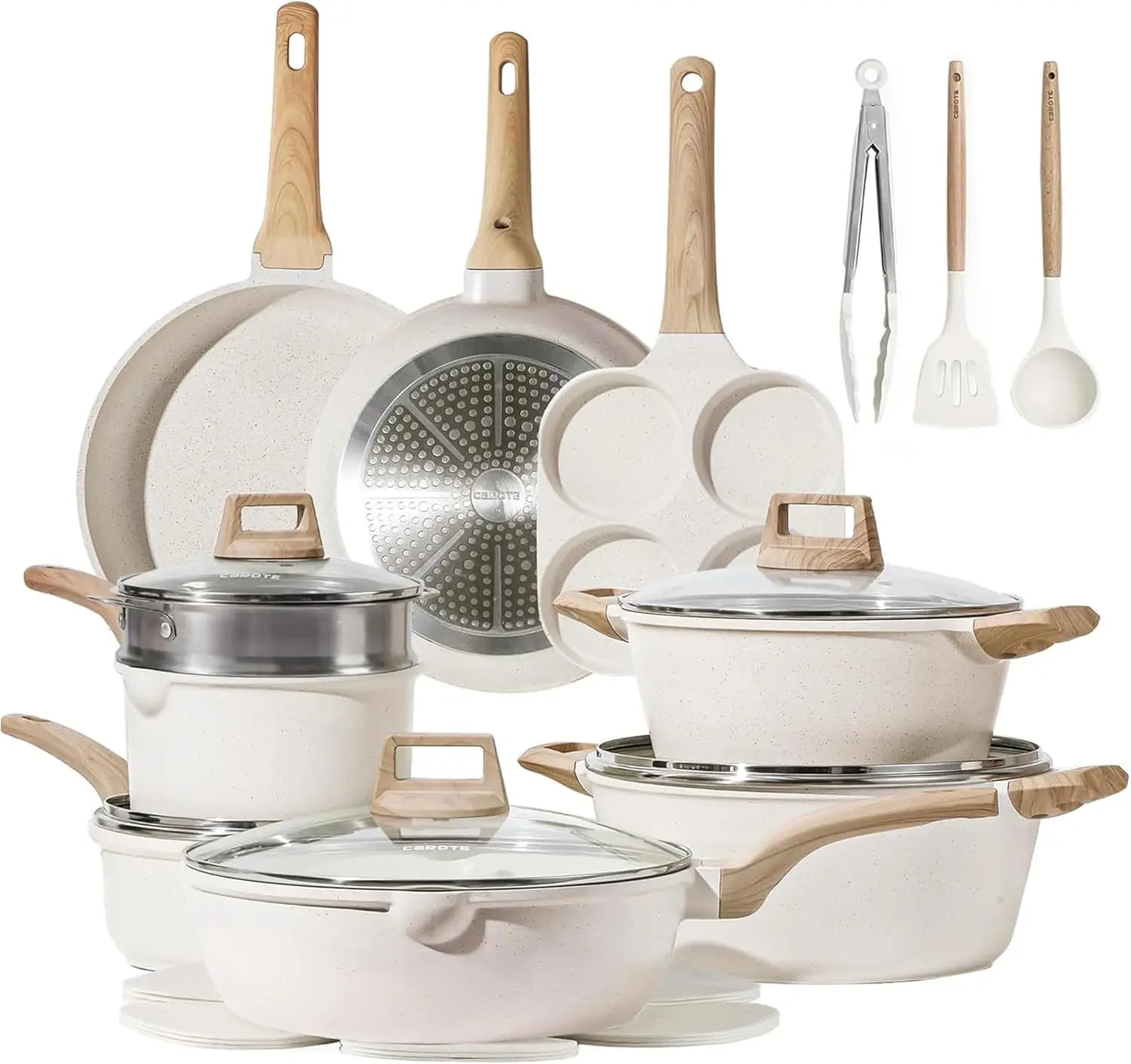 21pcs Pots and Pans Set, Nonstick Cookware Sets, Induction Cookware Kitchen Set Non Stick Cooking Set w/Frying Pans & Saucepans