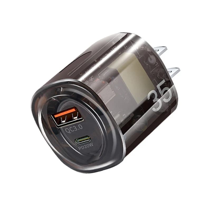 35W Transparent USB Type C Fast Charger PD QC 3.0 Fast Charging Head Adapter For iPhone Samsung Xiaomi Portable Travel Charger