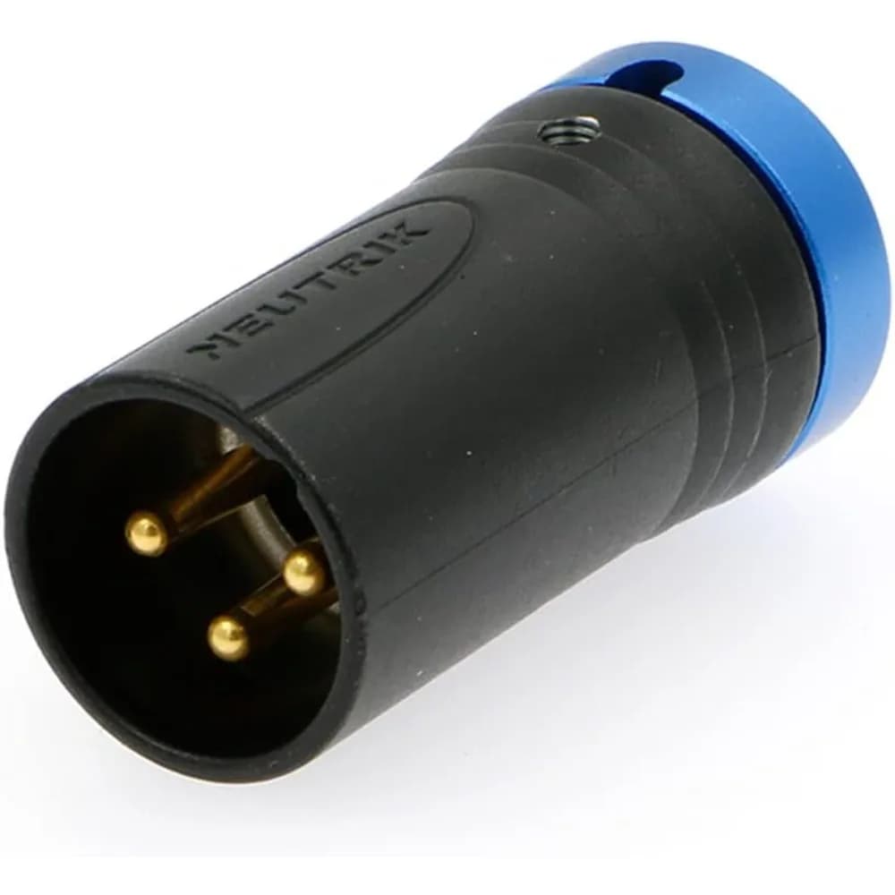 3-pin short XLR male connector with Alvins flat lid for audio devices (blue)