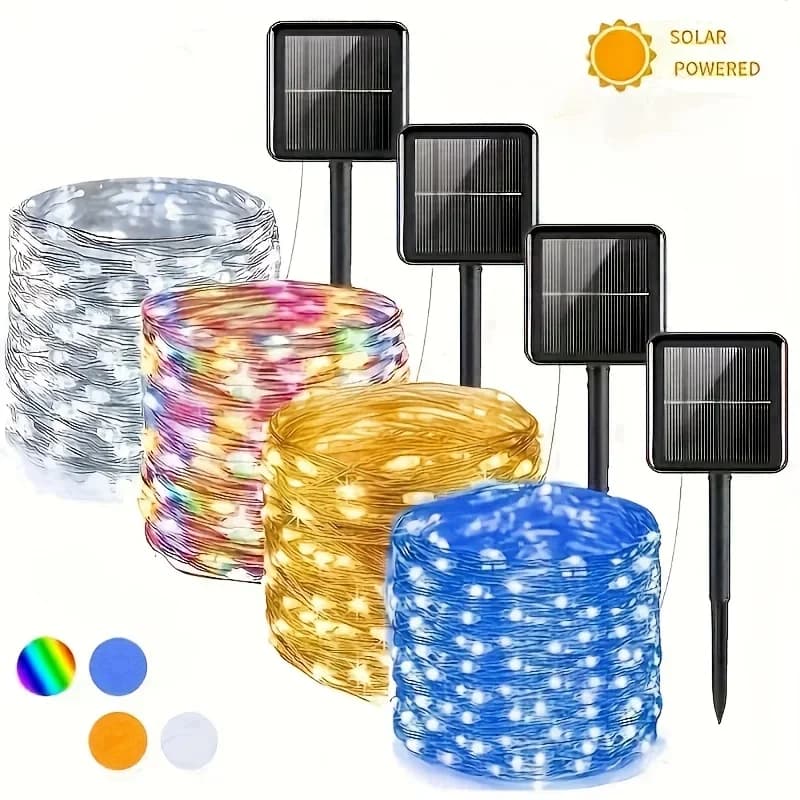 Luci solari a LED per esterni, luci a stringa per feste di Natale, luci fatate impermeabili, decorazioni per ghirlande da giardino