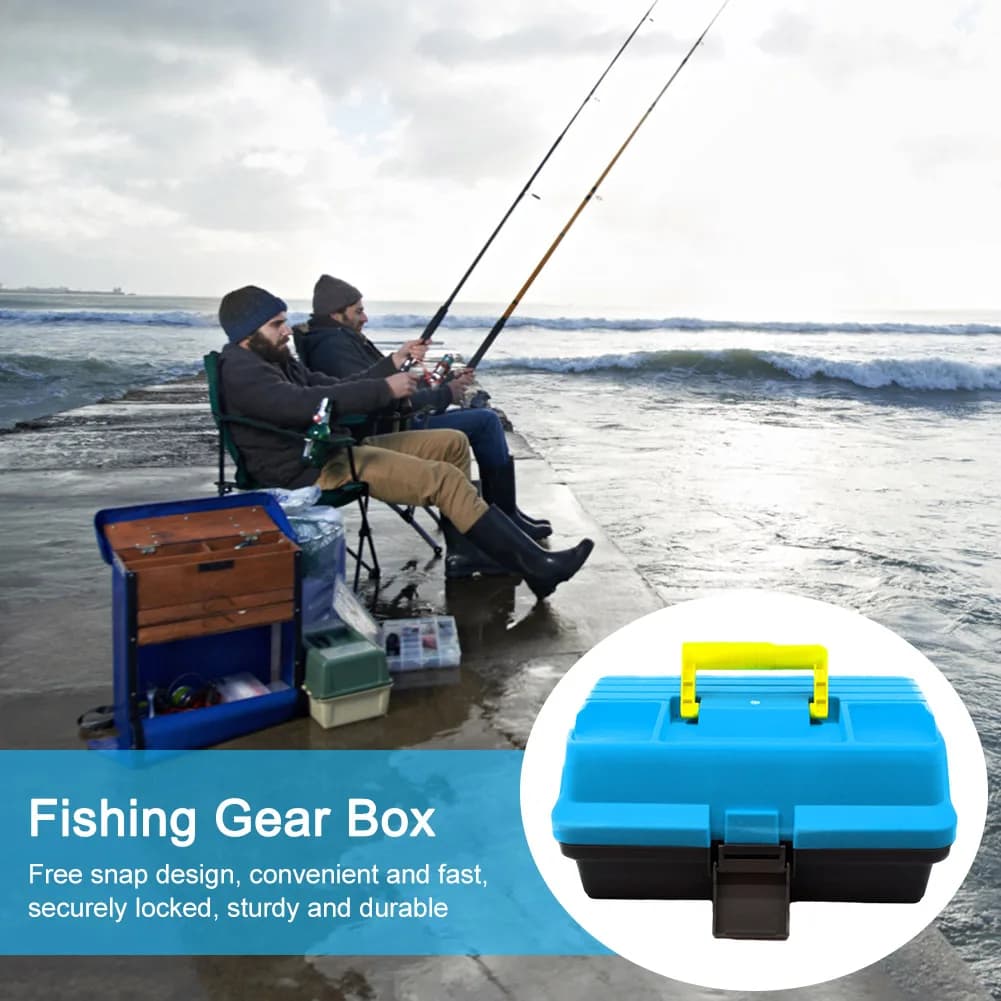 Scatola Porta Esche Pieghevole a 3 Strati, Contenitore Multiuso per Attrezzatura da Pesca con Manico, Scatola per Conservazione Accessori da Pesca